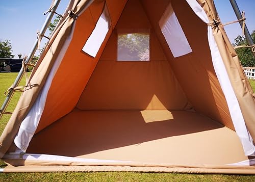 Miniatura 5 de Tienda Scout Triángulo Teepee Camping Tienda de campaña de poliéster de algodón de una sola capa tienda de campaña pirámide Tipi para la familia 2-3