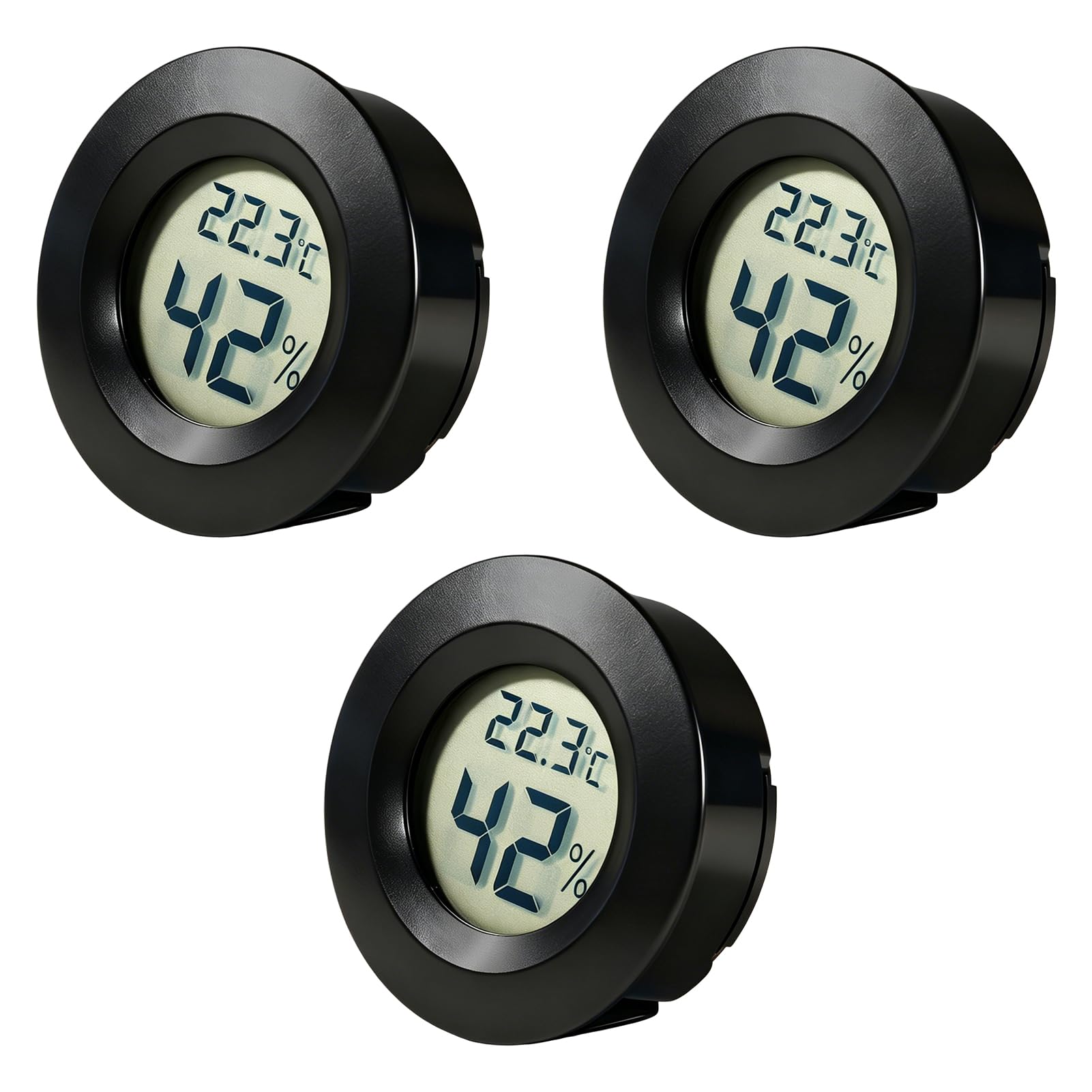 3Pcs Hygrometer Humidity Meter, Digital Humidity Sensor Thermometer with LCD Display, Mini Vivarium Thermometer for Greenhouse, Bedroom, Babyroom, Office