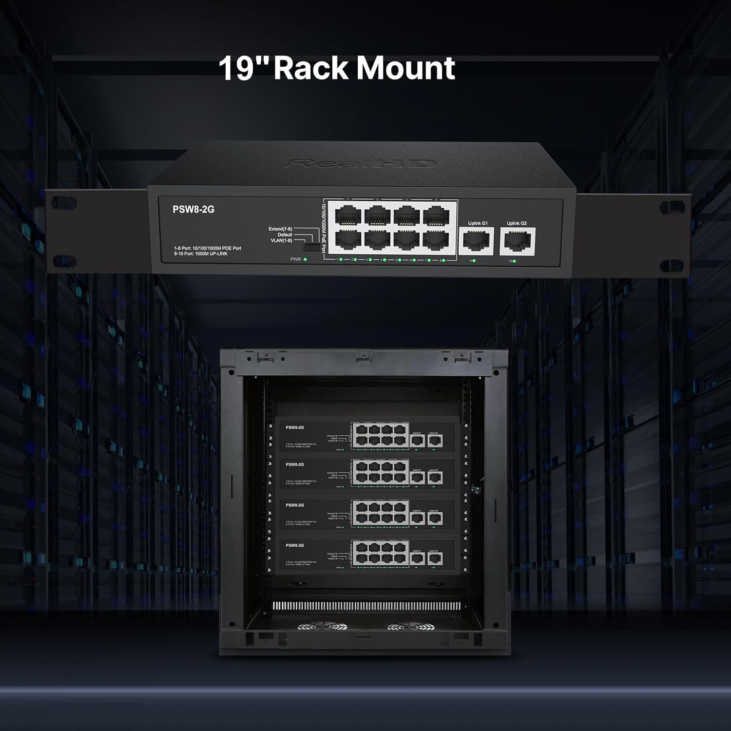 Switch di rete Ethernet PoE+ Full Gigabit a 8 porte, con 2 porte Uplink Gigabit fino a 30W per porta PoE, budget totale 120W, 48 Volt 803.af 803.at, compatibile con telecamere IP PoE Telefoni VOIP