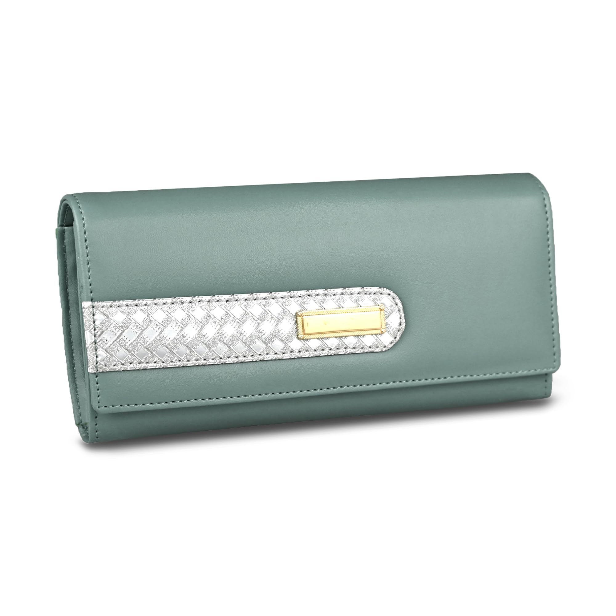 Women's Light Green Hand Wallet Clutch Purse | 6 Card Slots (irf-008blugrn)-image-36