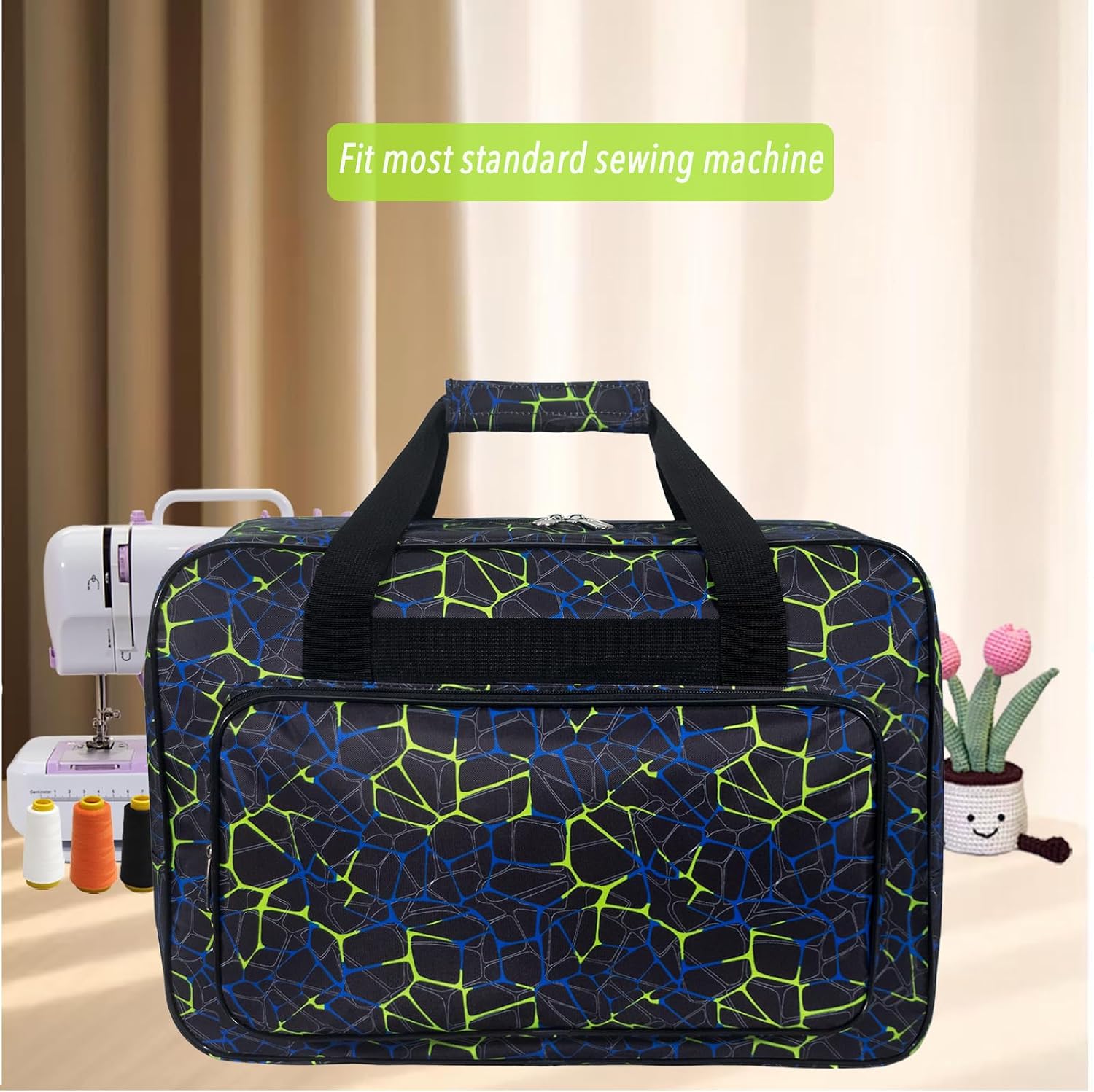 Sewing Machine Carrying Case，Sewing Machine Carrying Case Tote Bag，Universal Tote Storage Bag with Pockets and Handles, Suitable for Most Standard Singer, Janome (BLACK)