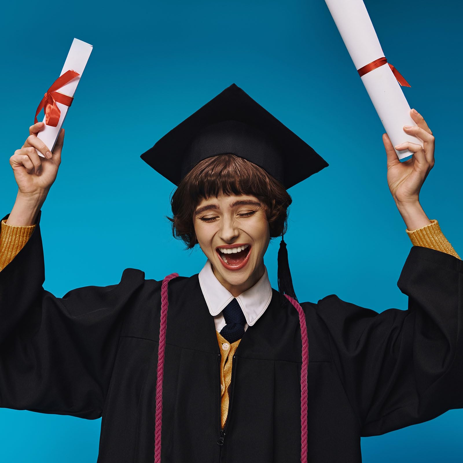 QUARKZMAN 4 Cordoni di Laurea, Cordoni d'Onore con Nappa, Cordone d'Onore 2025 con Nappa, Cordoni Intrecciati per Toga da Laurea, Rosa