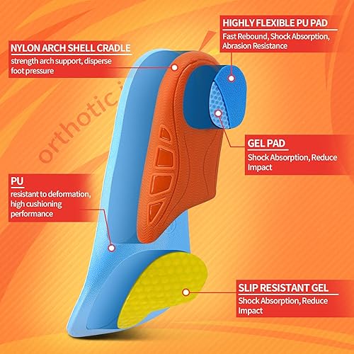 Miniatura 3 de ORHILYA Pies planos para aliviar el dolor de la fascitis plantar, plantilla ortopédica de poliuretano para botas de trabajo de larga duración para