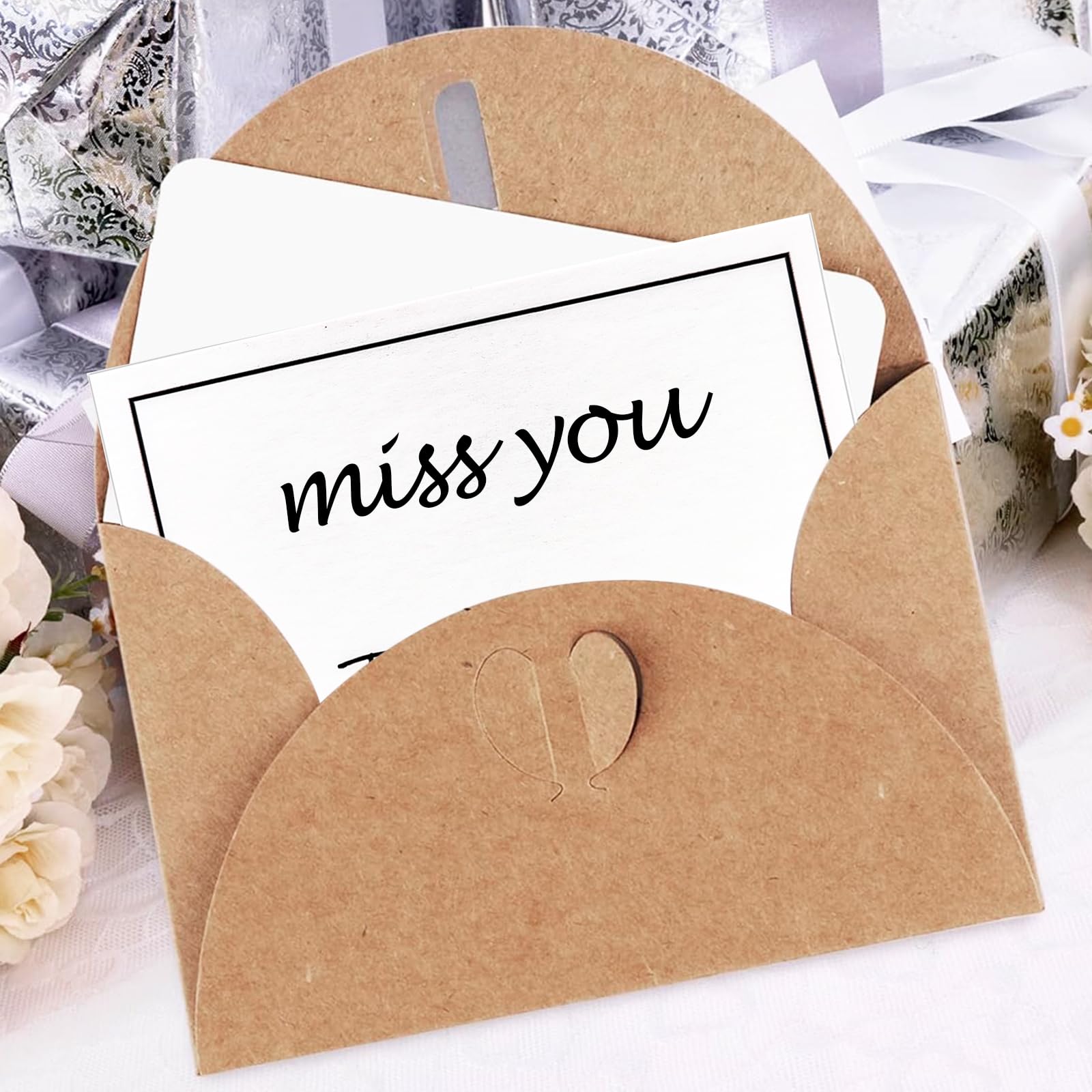 CYH Mini Enveloppe Multicolores, 50 Pièces Enveloppe Kraft avec 50 Cartes Vierges, pour Mariage