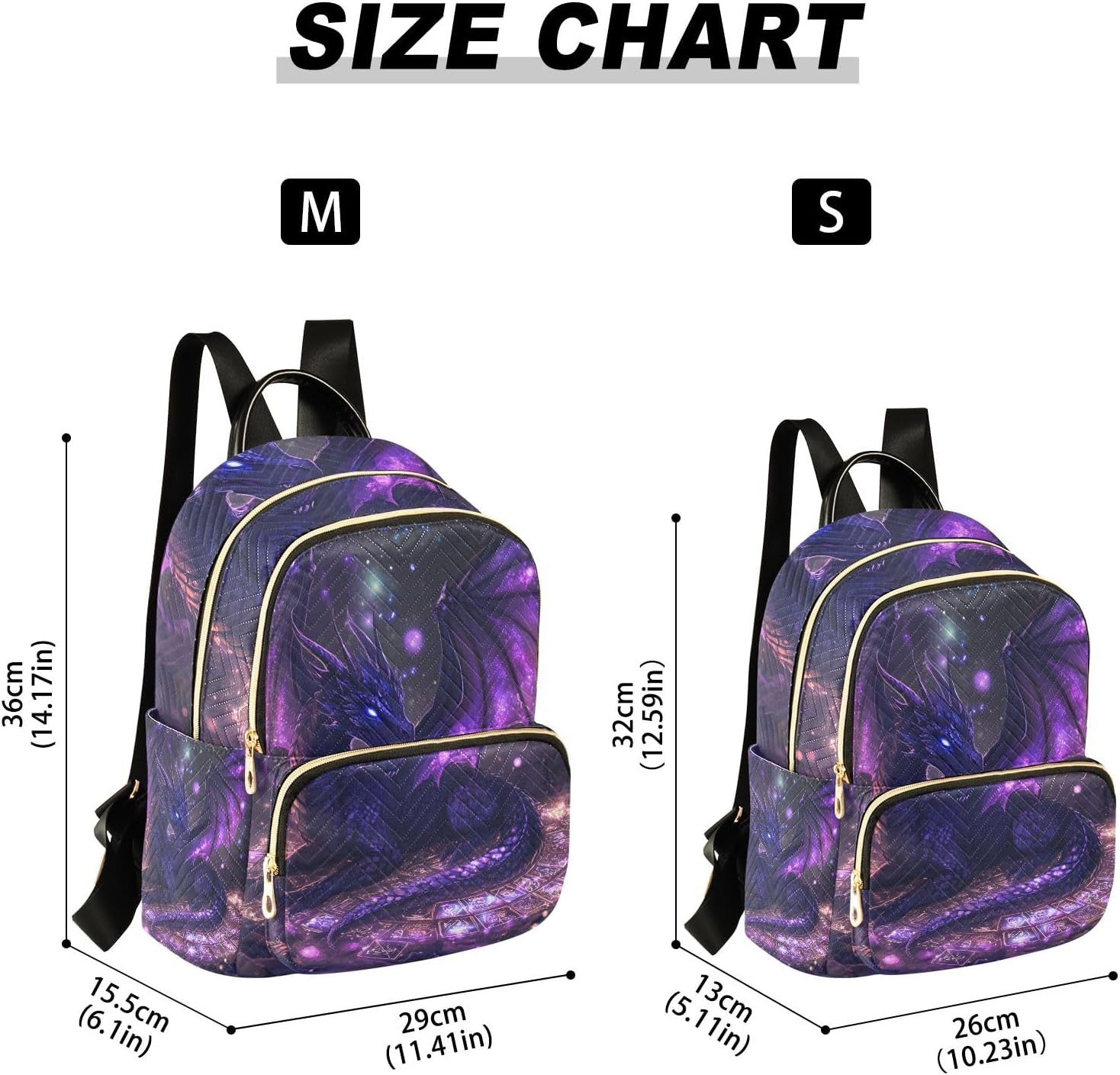 Mini Backpack Purse for Women, Purple Dragon Travel Bag Casual Daypack Shoulder Bag
