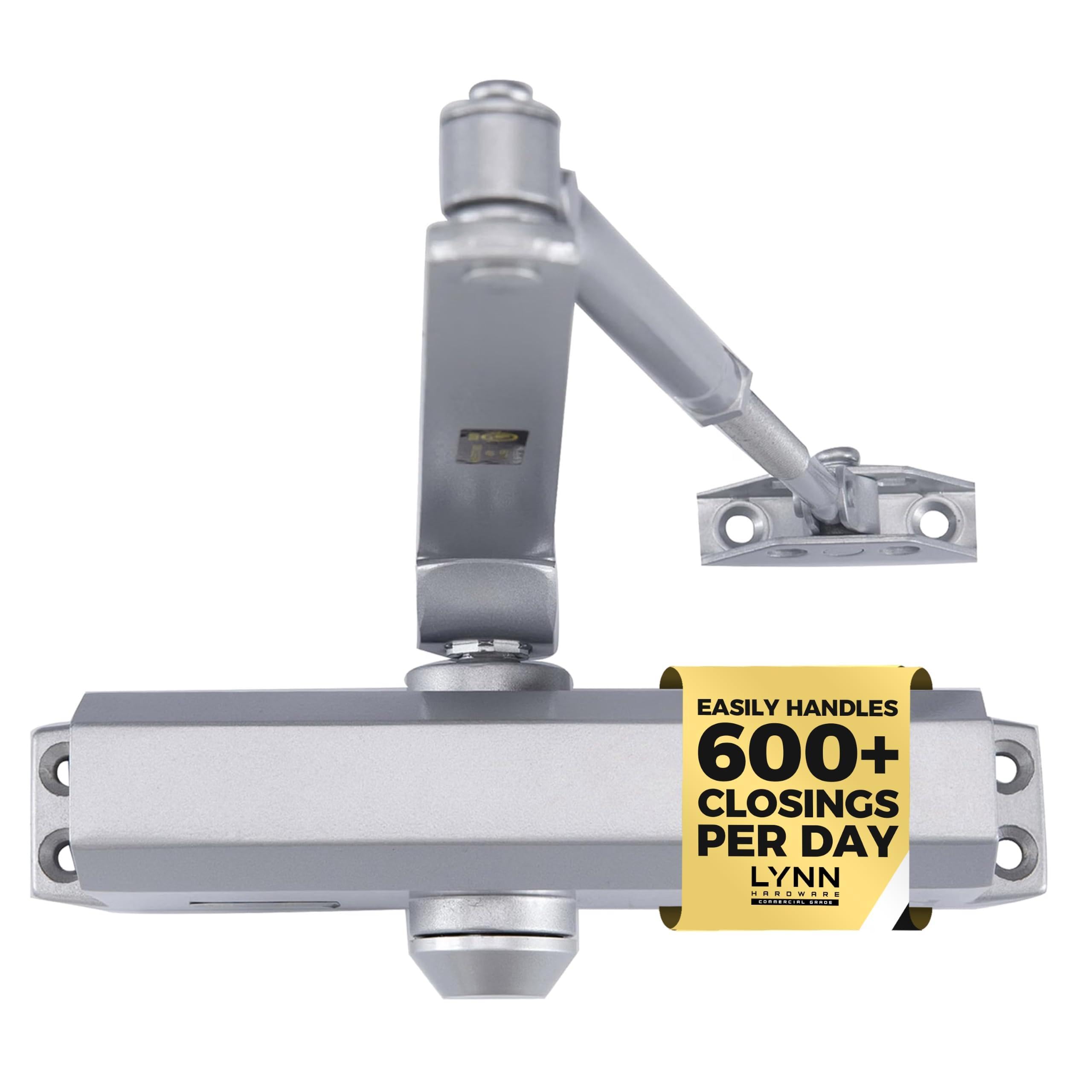 LYNN HARDWARE Medium Duty Automatic Door Closer - Durable Cast Aluminum