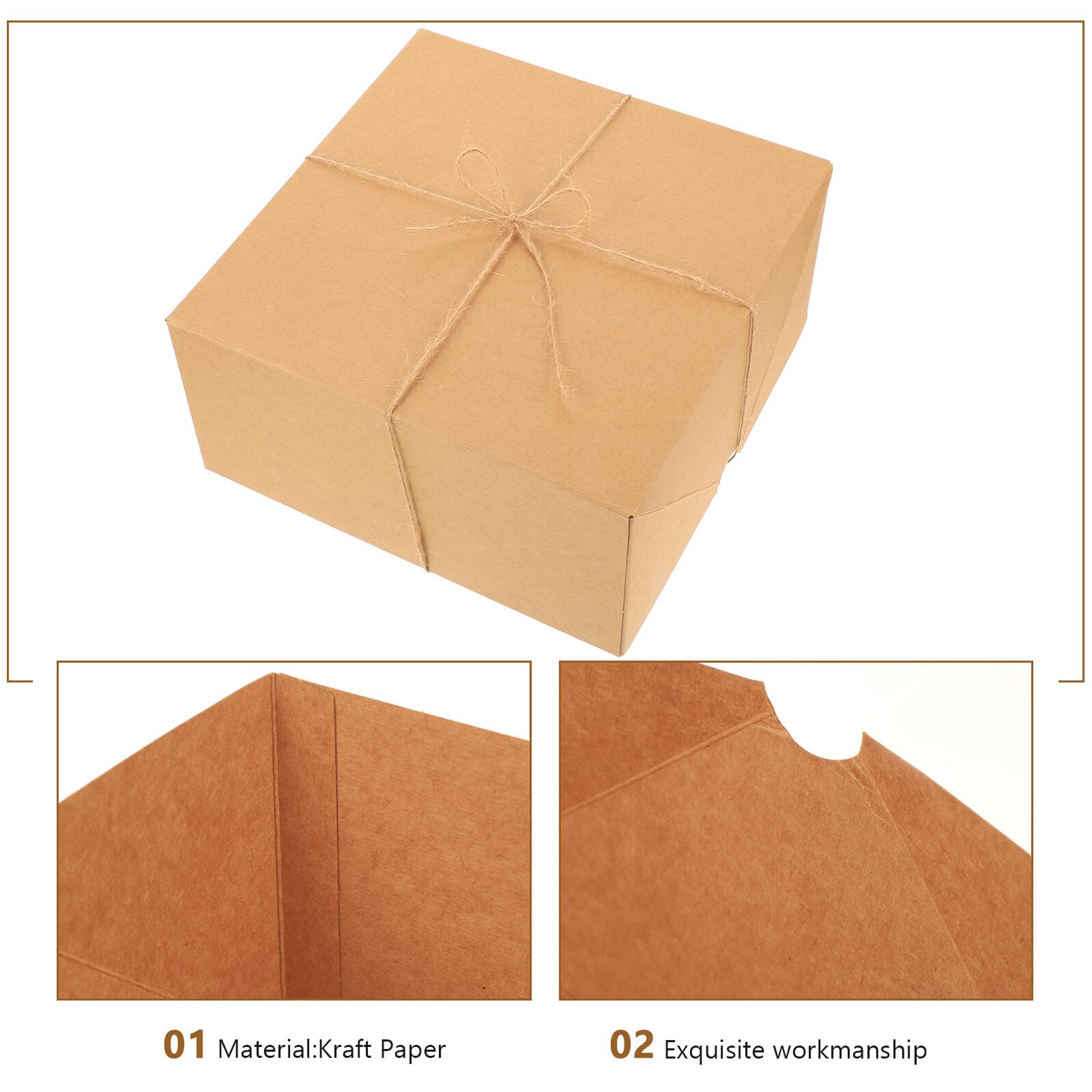 VICASKY 6 pezzi Scatole Regalo Kraft Confezioni Decorative Quadrate in Carta Kraft per Bomboniere Packaging Dolci e Regali Eleganti