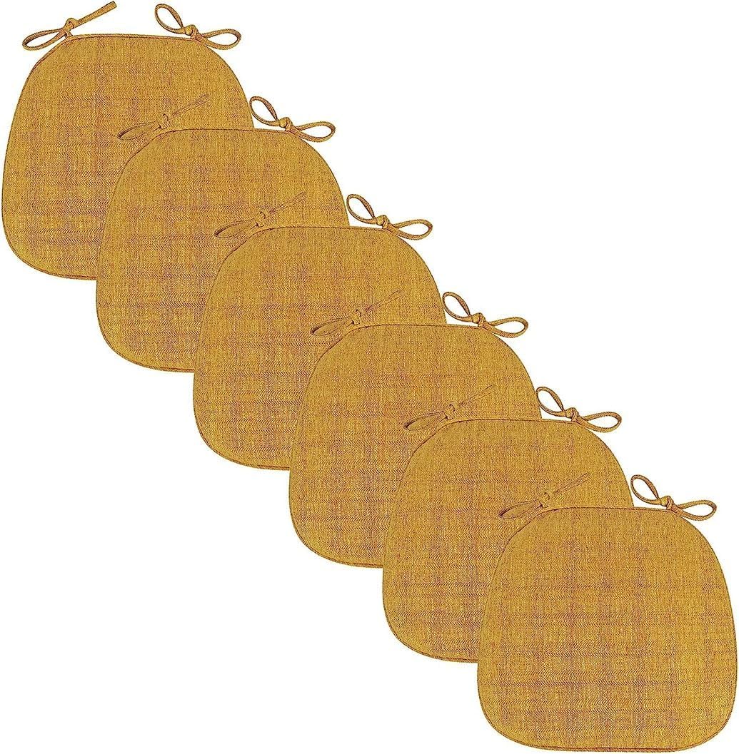 Coussin de chaise jaune lot de 6 en fer à cheval avec fermeture éclair pour salle à manger