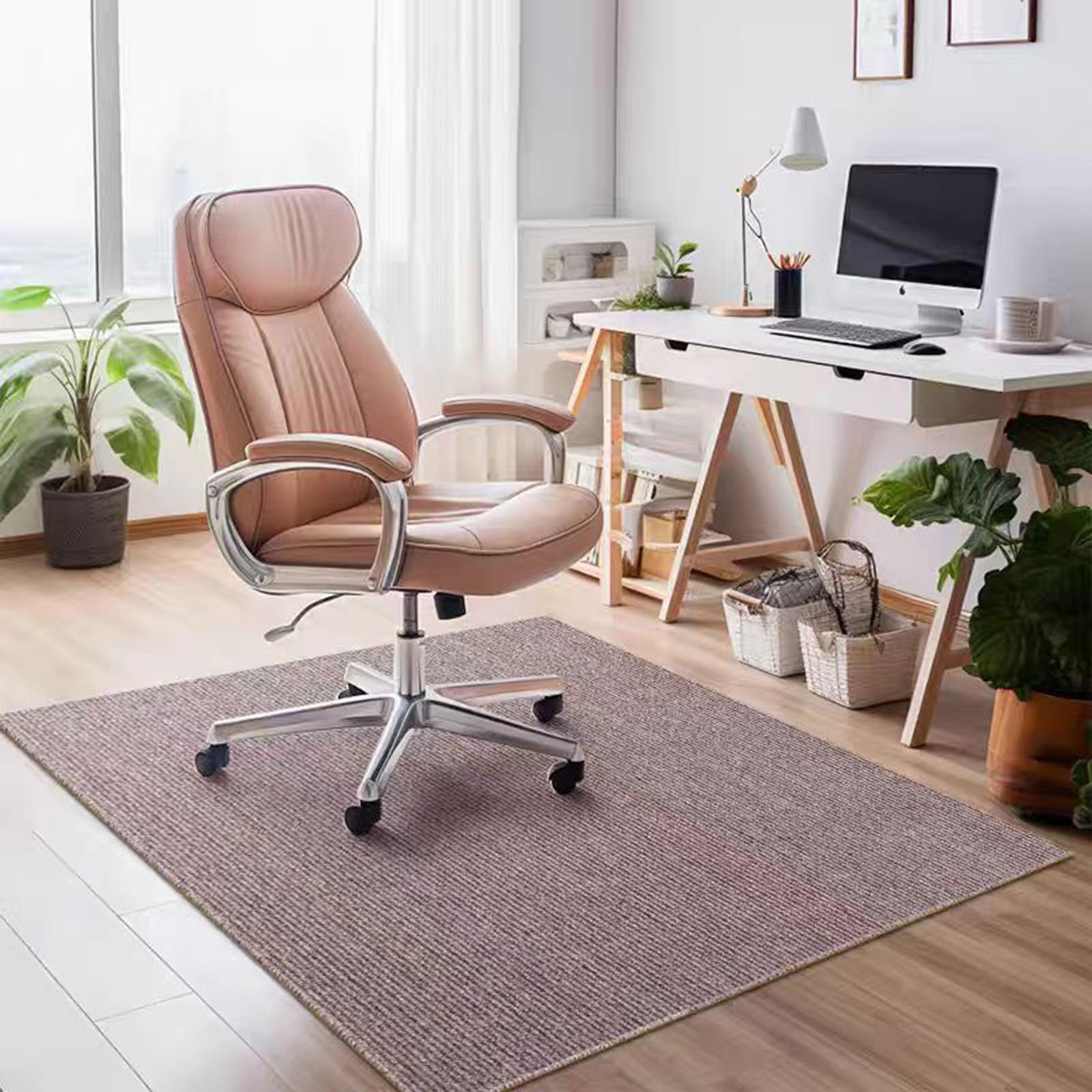 Extra Large Office Chair Mat Non-Slip Desk Mat For Carpet And Hardwood Floors, Durable Floor Protector 6mm Thick For Gamer And Office Chairs, Multi-Use Rug(Size:60×150cm/24×59in,Color:Brown)
