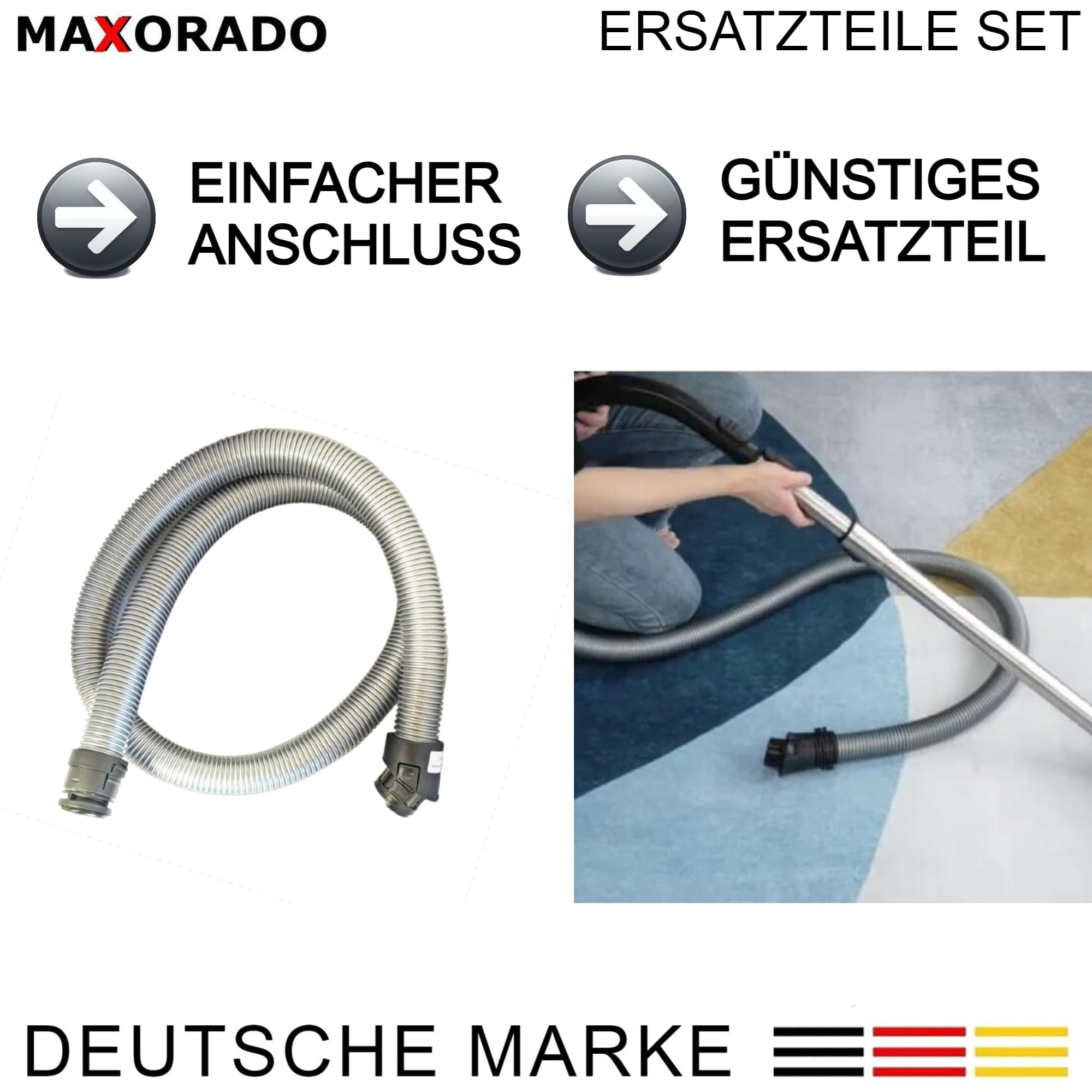 Bodendüse + Rohr + Handgriff + Schlauch + Düsen + 2 HEPA Filter Ersatzteile Set Zubehör kompatibel mit Miele S8340 S8320 S8310 S8350 S8360 S8370 S8380 S8630 S8730 S8510 Bürste