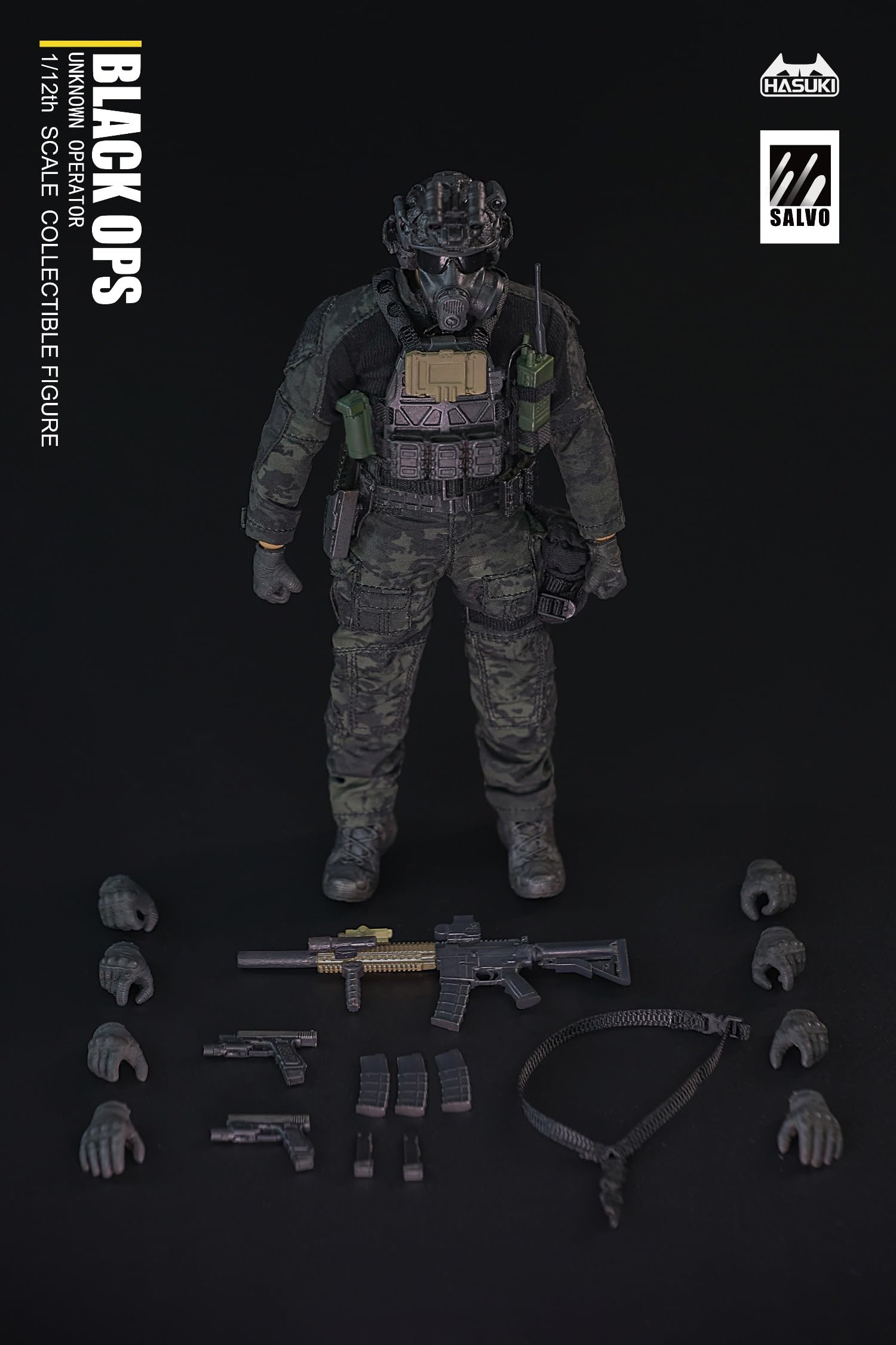 Amazon | HASUKI 1/12 フィギュア Black Ops 兵士 SALVO 素体、ヘッド