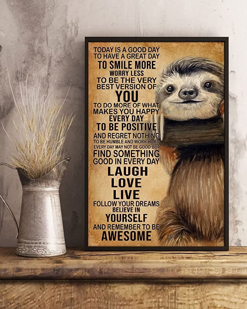 Adults Jigsaw Puzzle 1000 Piece Wooden Adults Children Puzzles Sloth Today‘s Good Day to Have A Great Day to Smile More Jigsaw for Active Thinking