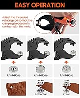 Vista 8 de Herramienta de cierre a presión resistente, herramienta de ajuste a presión con 100 juegos de 4 broches de cubierta de barco de 4 colores, kit