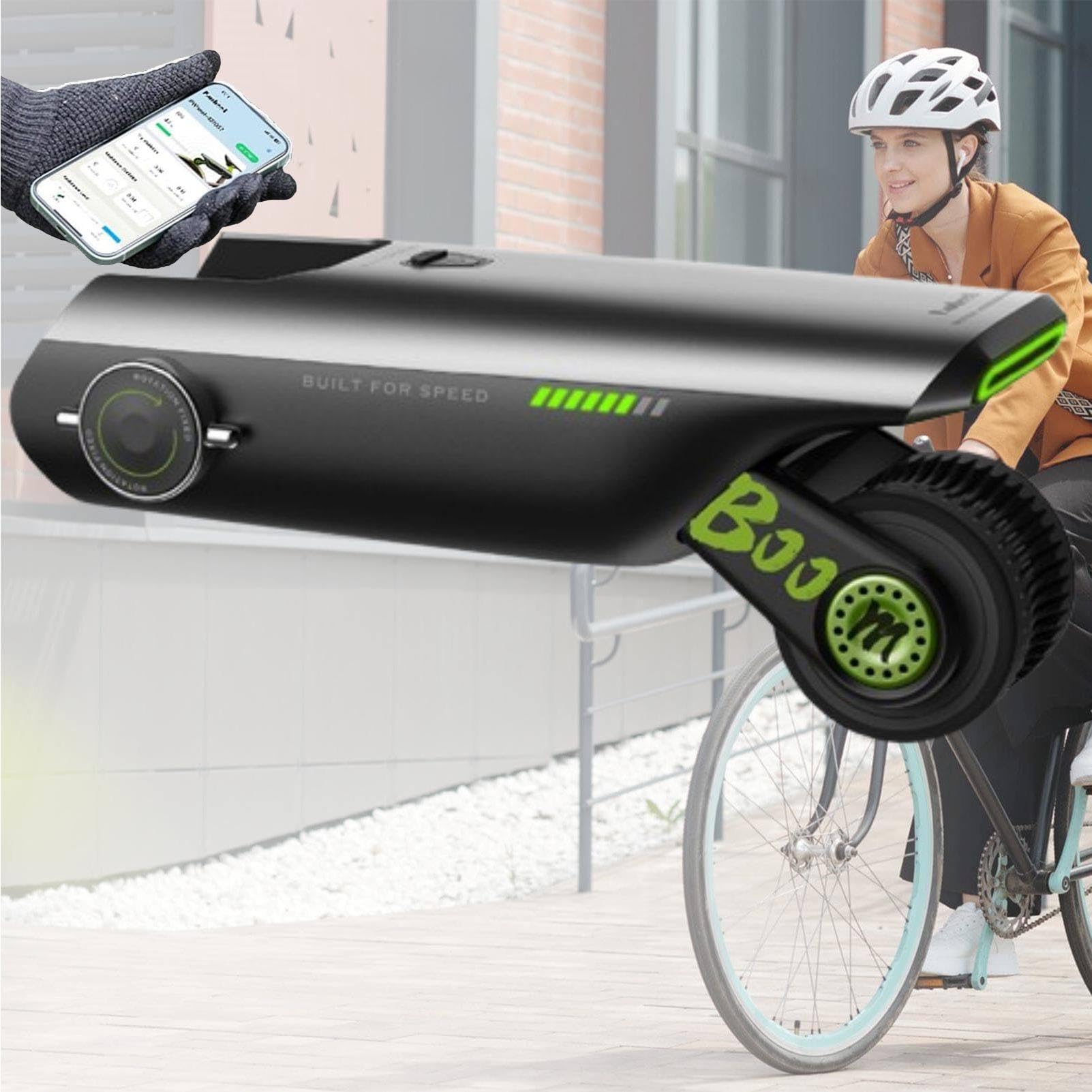 MhWrughts Bicycle Electric Assist Kit Hidden Bicycle Booster, 18V 10Ah Battery 4 Assist Modes APP Control for Daily Commute Urban Cycling Green
