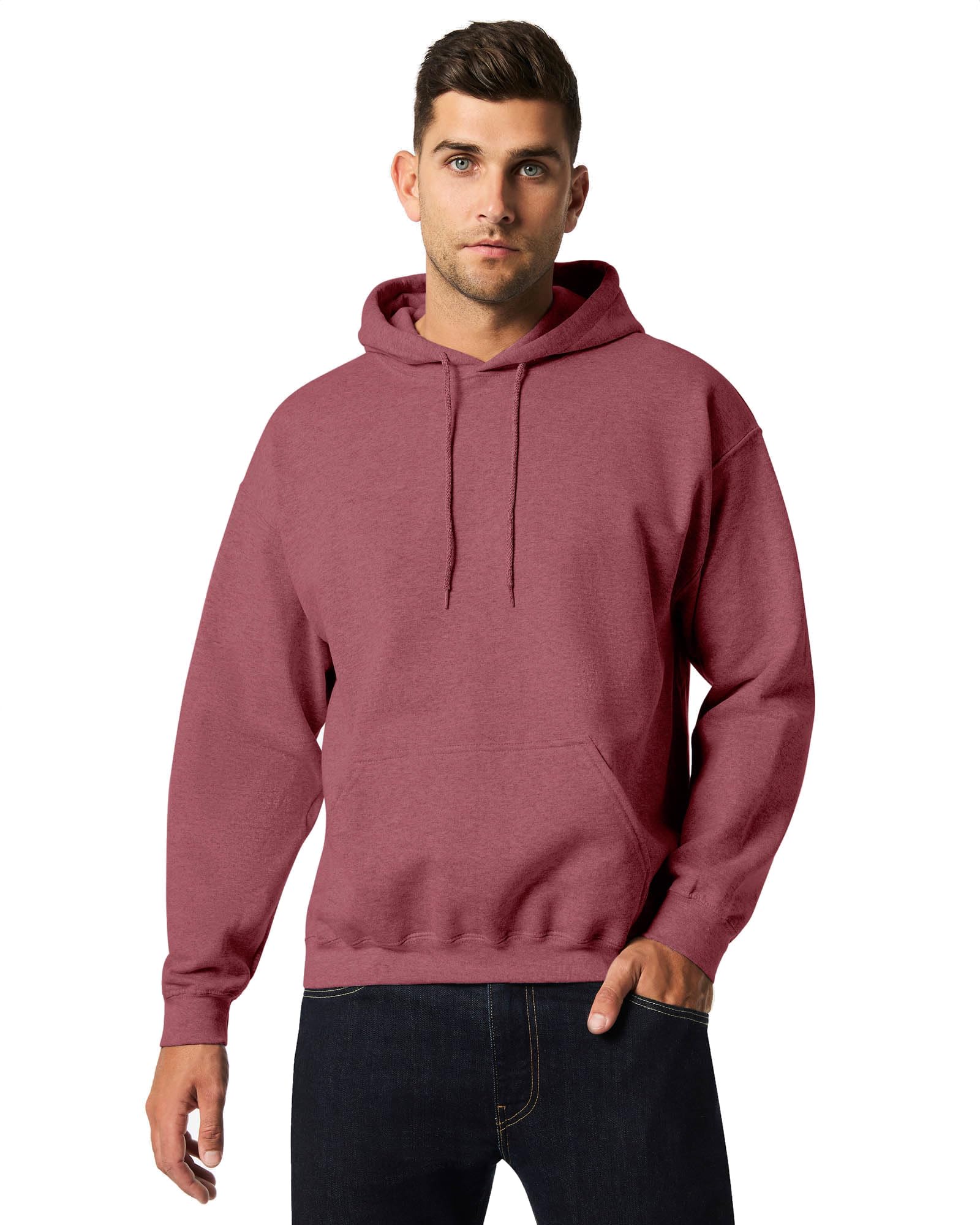 Gildan Men's Heavy Blend Drawcord Hooded Sweatshirt, Safety Pink