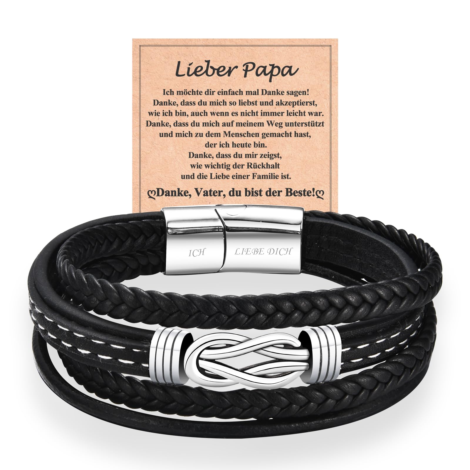WOVEE Lederarmband für Papa Vater von Sohn Tochter Magnetver