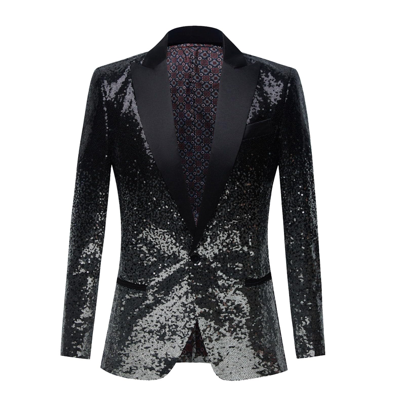 Herren Pailletten Blazer Glitzer Pailletten Sakkos mit Schalkragen Blitzende Smokingjacke Einfachheit Sakko Anzug Mantel Elegant Formelle Anzugjacke Geeignet Regular Fit