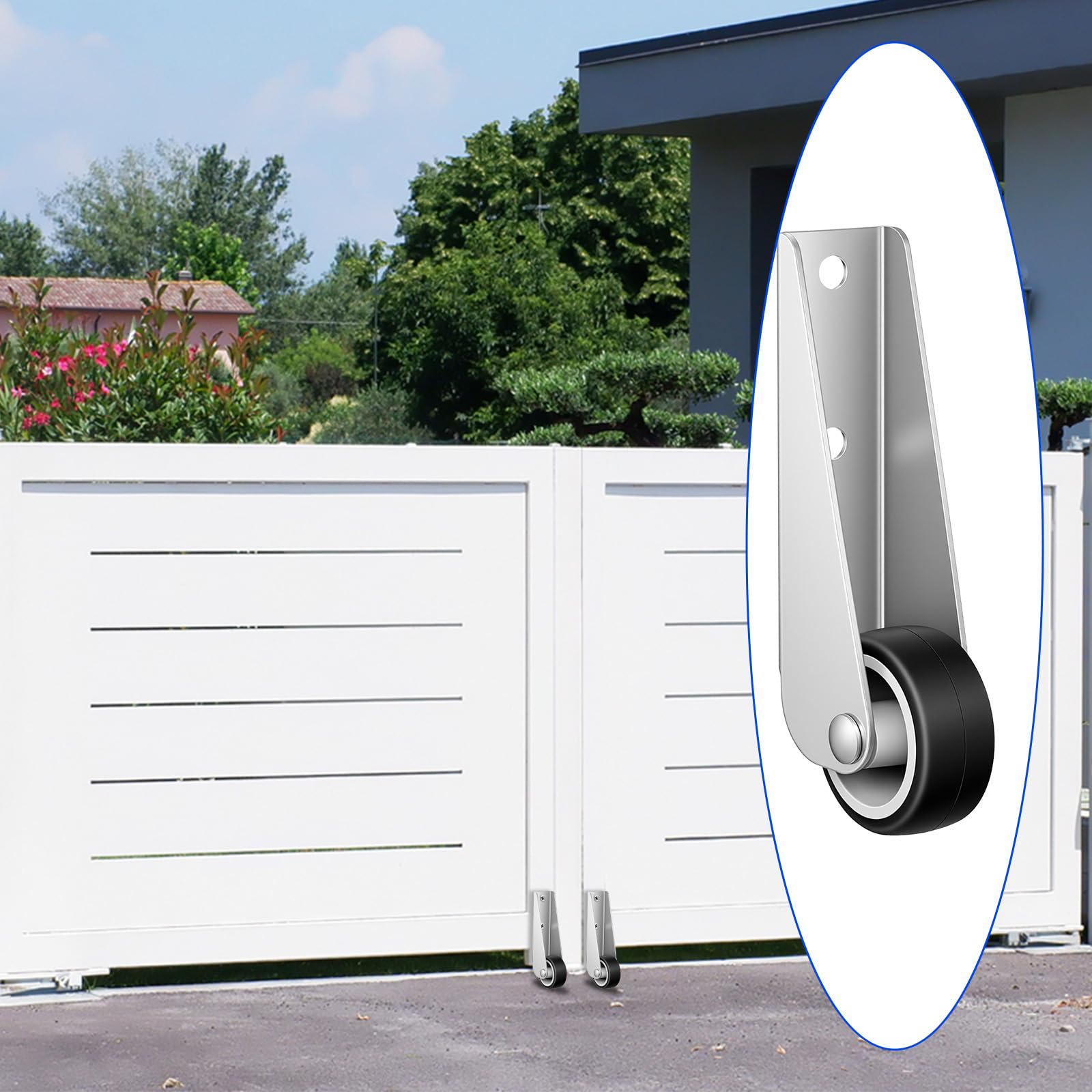 2 pezzi di rotelle in gomma, 40x68x17mm Ruote per cancelli in gomma di ricambio con supporto a L, rotella antiscivolo direzionale per porte, armadi, recinzione da giardino, cancelli, mobili