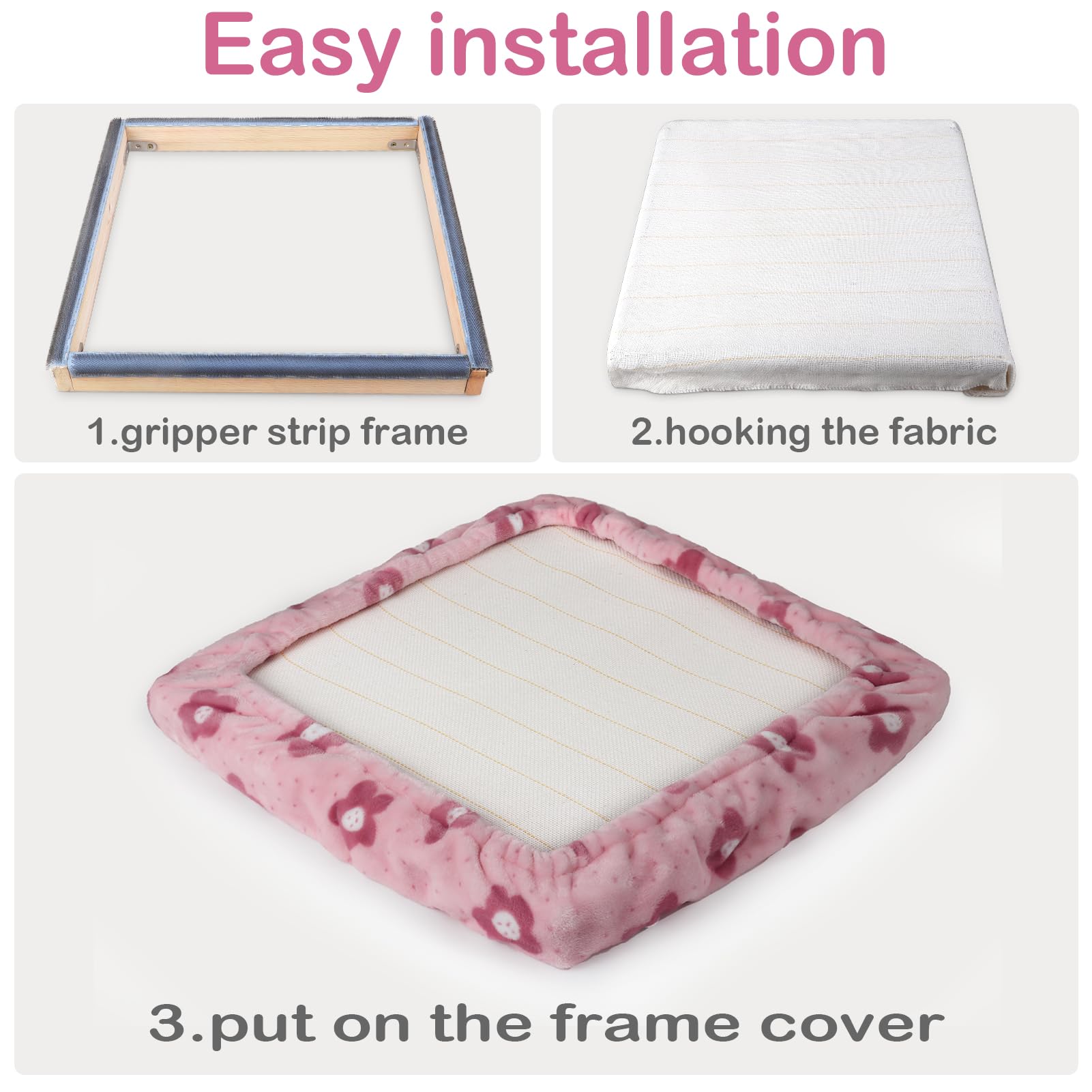JTVTW Gripper Strip Frames Punch Needle Rug Hooking Frame - Marco de bordado con agujas, 50 x 50 cm, color rosa