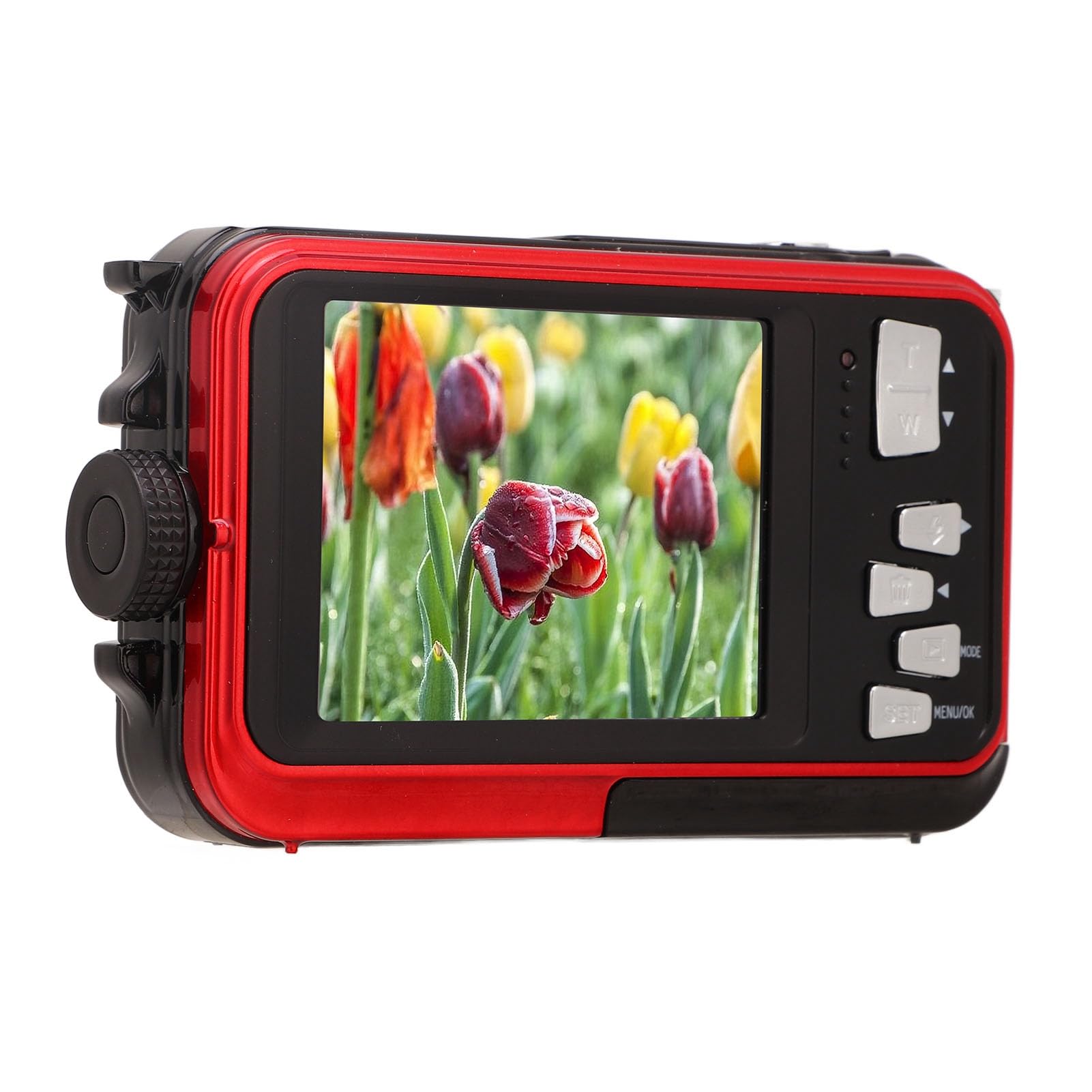 Cámara Subacuática 2.7K 48MP, Digital Impermeable hasta 10 Pies, Alta Resolución para Deportes Acuáticos y Aventuras al Aire Libre (Rojo)