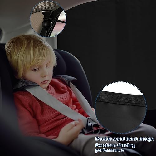 Miniatura 7 de Cortinas divisoras para automóvil, juego de 3 cortinas opacas de doble cara de protección solar para automóviles, SUV, cubierta de ventana de coche,
