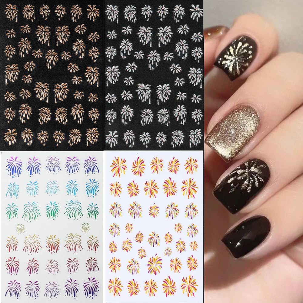 S.A.V.I 4 Pcs 3D Laser Fireworks Nail Stickers – Colorful Flame Nail Art Stickers, Self-Adhesive & Long-Lasting – Easy to Apply & Remove – Salon Quality DIY Decoration for All Occasions-image-47