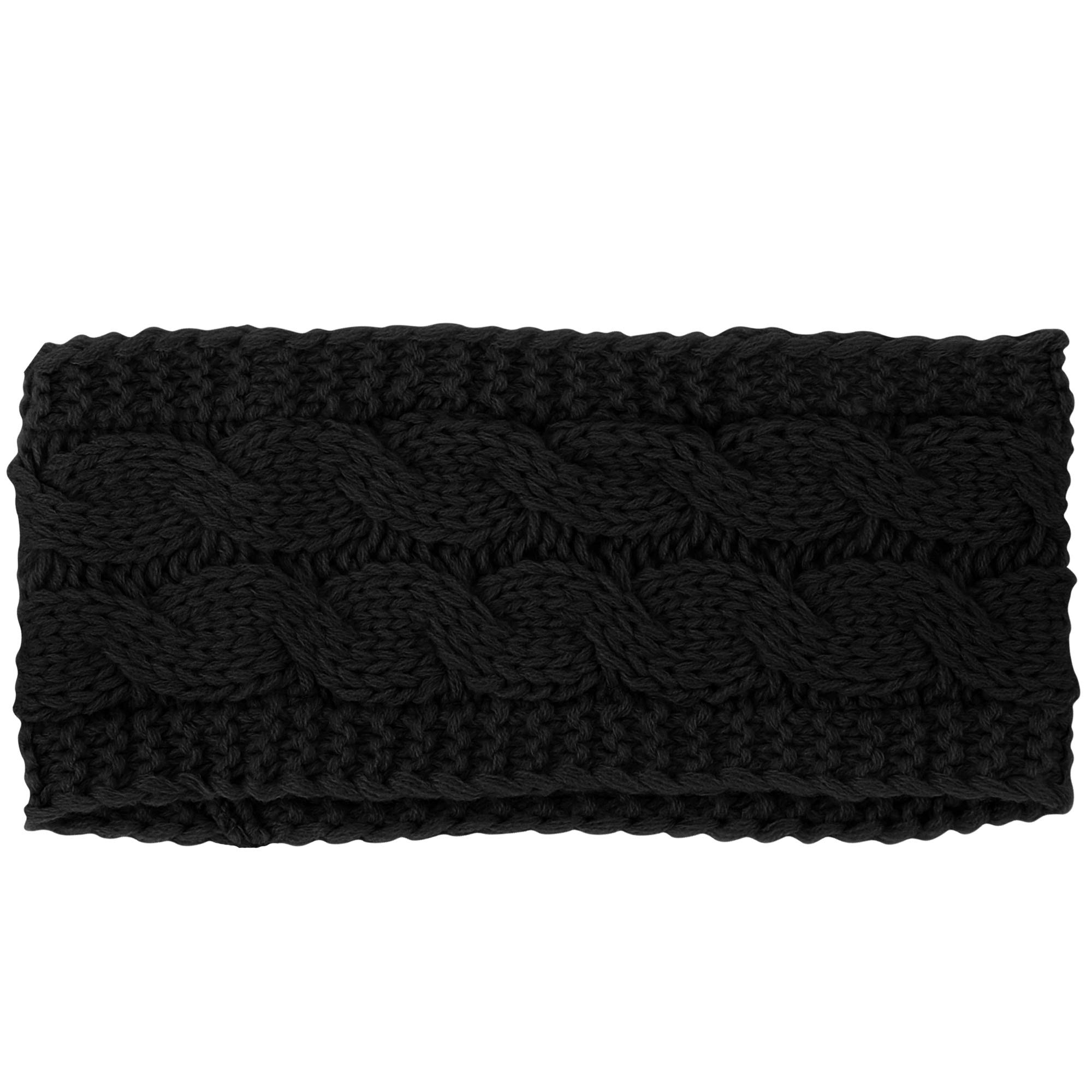 LUTHER PIKE SEATTLE Knit Ear Warmer Headband for Women - Warm & Soft Head Wrap Warmers for Winter, Cold Season Black