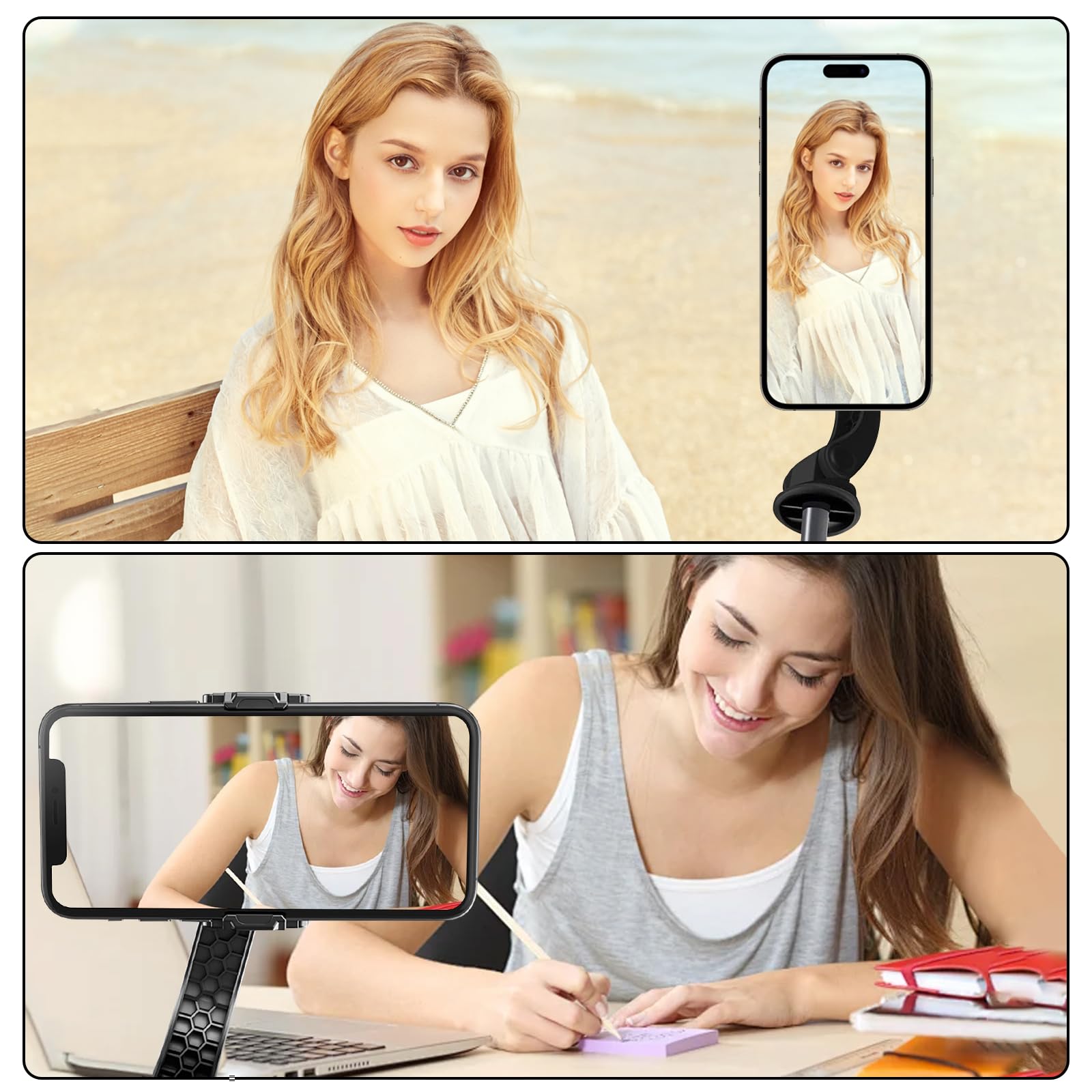 Stabilizzatore selfie con telecomando bluetooth, stabilizzatore smartphone a 1 asse, piccolo e leggero, pieghevole, per vlogging, YouTube, video dal vivo, compatibile con iPhone/Android