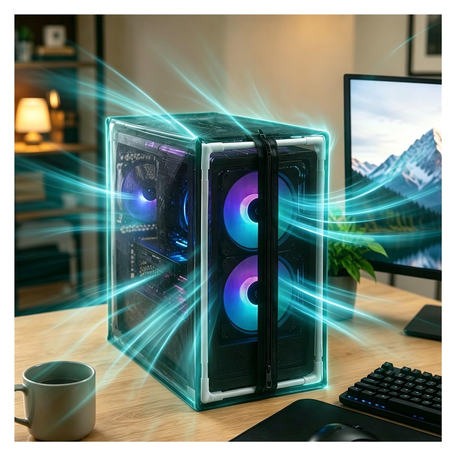 funda antipolvo para ordenador Para Torre De PC, Malla Protectora | ProteccióN Con Cierre De Cremallera, Resistente Al Pelo De Mascotas, Tela Lavable, TamañOs Personalizados(25x50x50cm)