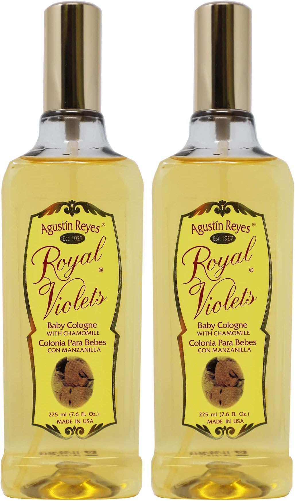 Royal Violets Baby Cologne, with Chamomile to Gently Refresh Your Baby, Delicate Scent, 7.6 Fl Oz, Spray Bottle. (Pack of 2)