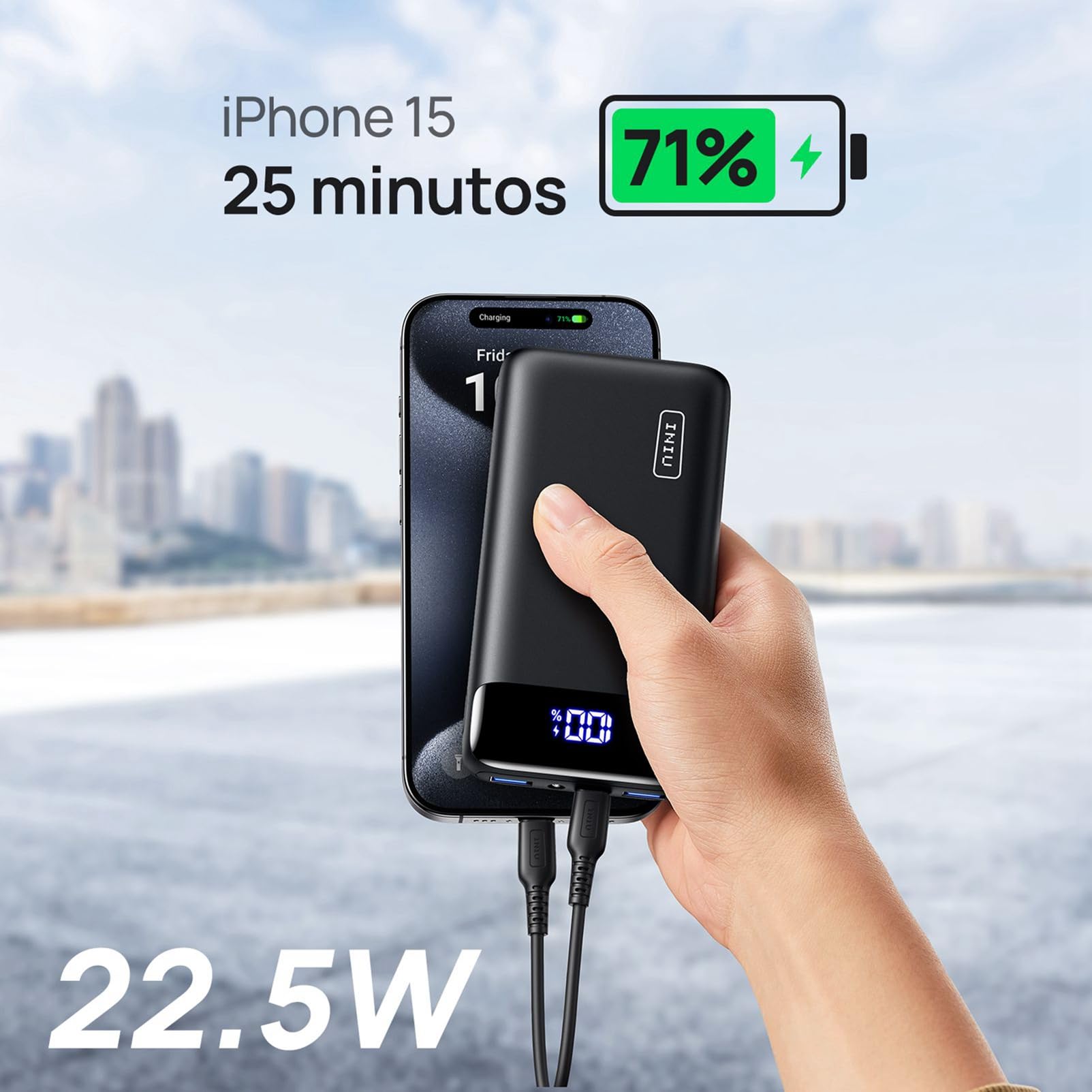 INIU Power Bank, 20000mAh 22,5W Carga Rapida Bateria Externa, Apto para Avión, Esenciales de Viaje, Bateria Portatil para iPhone 17 16, Samsung S25, iPad, Xiaomi etc