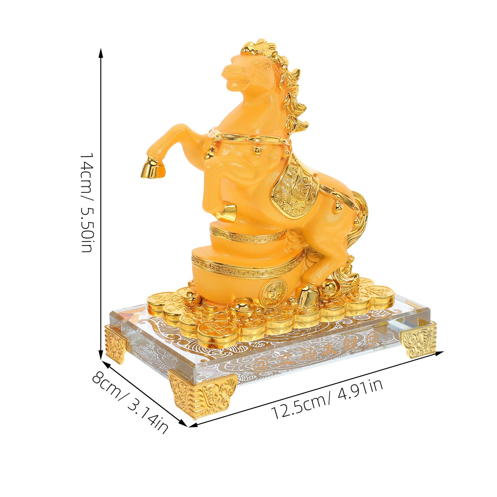 Goldene Pferdefigur aus Kunstharz als Tischdekoration für Büro und Zuhause mit Luxuriösem Vintage Stil und Symbol für Erfolg im Jahr 2026