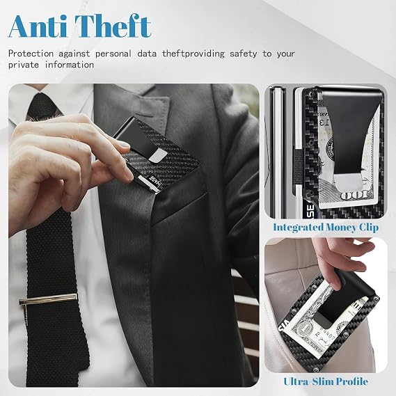Carbon Fibre Wallet for Men, Slim Wallet with Coin Pocket & RFID Protection, Men's Wallet, Card Holder, Wallets for Men