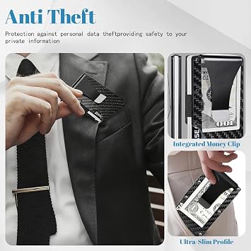 Carbon Fibre Wallet for Men, Slim Wallet with Coin Pocket & RFID Protection, Men's Wallet, Card Holder, Wallets for Men