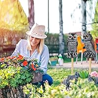 Vista 6 de Hedoc 2 Pack Señuelos de búho falso para ahuyentar a los pájaros, cabeza giratoria Disuasivos de aves, estatuas de plástico de espantapájaros