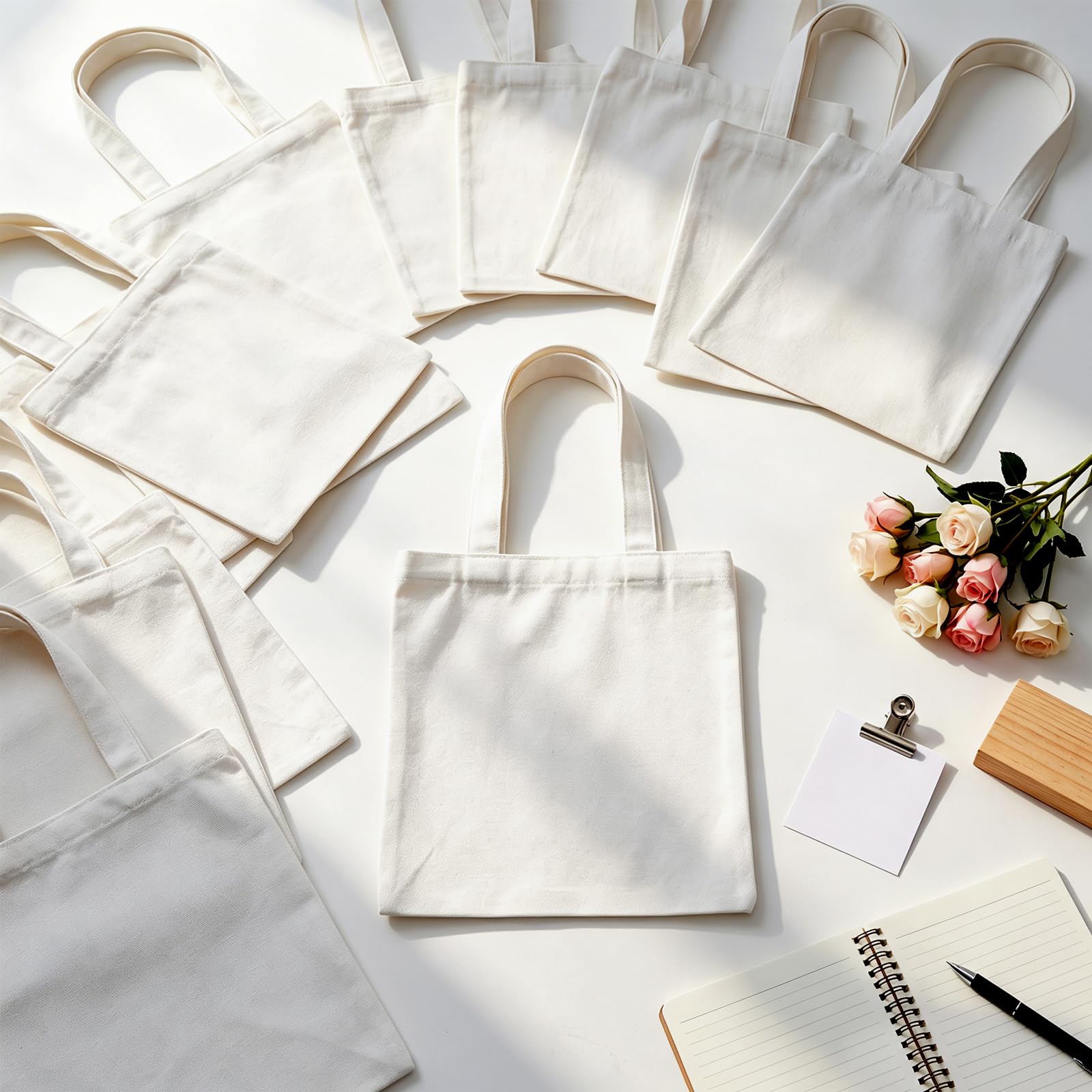 Hestya Mini Tragetasche aus Weißem Canvas Stoffbeutel aus Baumwolle mit Henkel Wiederverwendbar mit Graffiti Print Stofftasche für DIY Werbung Geschenk Medikamente Bemalen Bedrucken Jutebeutel
