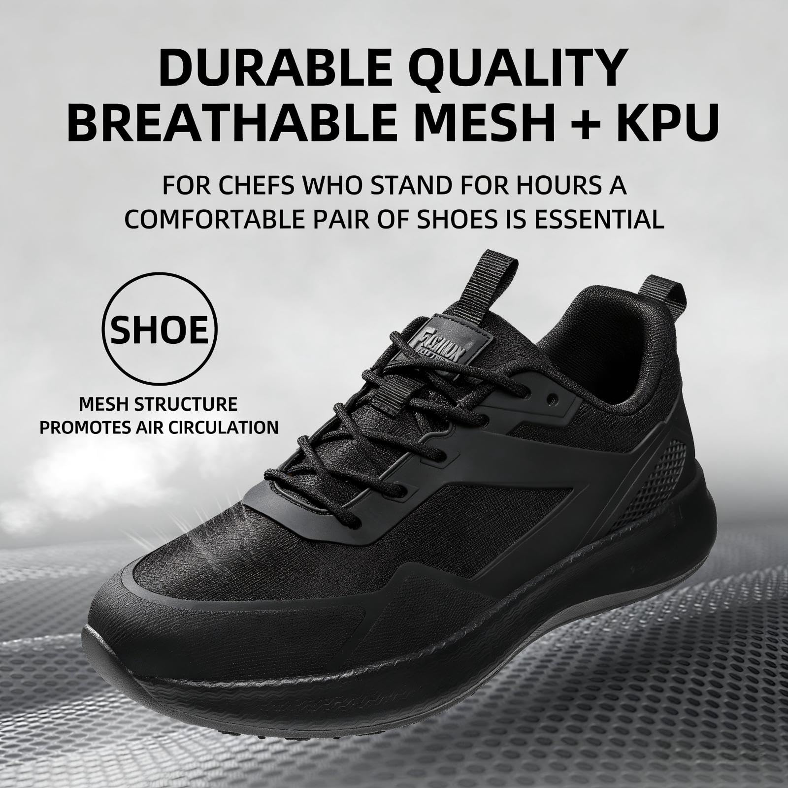 Zapatos de Cocina para Hombre Impermeables para Servicio de Alimentos Calzado para Chefs restaurantes y hospitales Color Negro