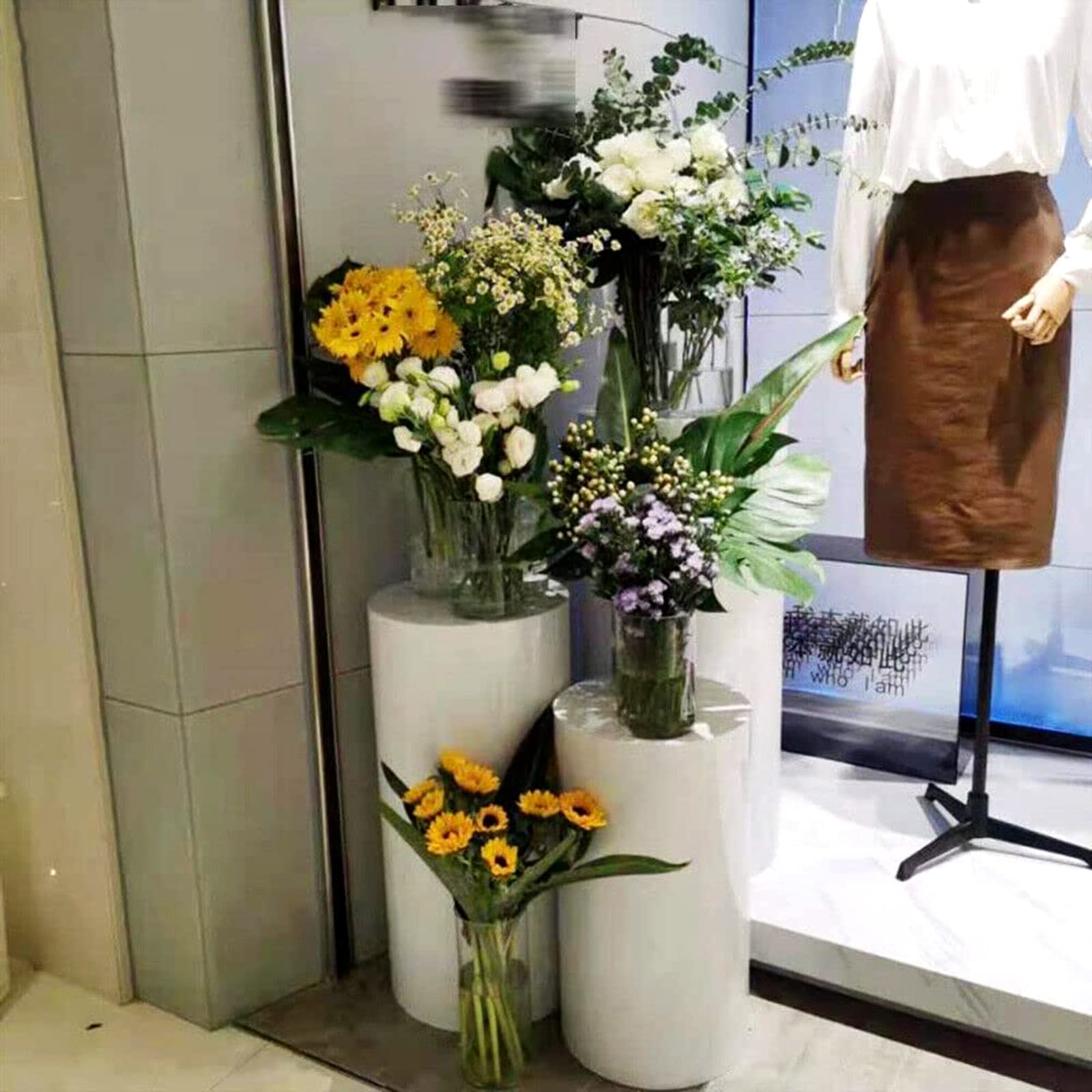 Cilindros de 5 uds para Soporte de Fiestas de cumpleaños de Boda, Cubierta de Pedestal de Cilindro Redondo Blanco para baratijas Flores y Velas Prop