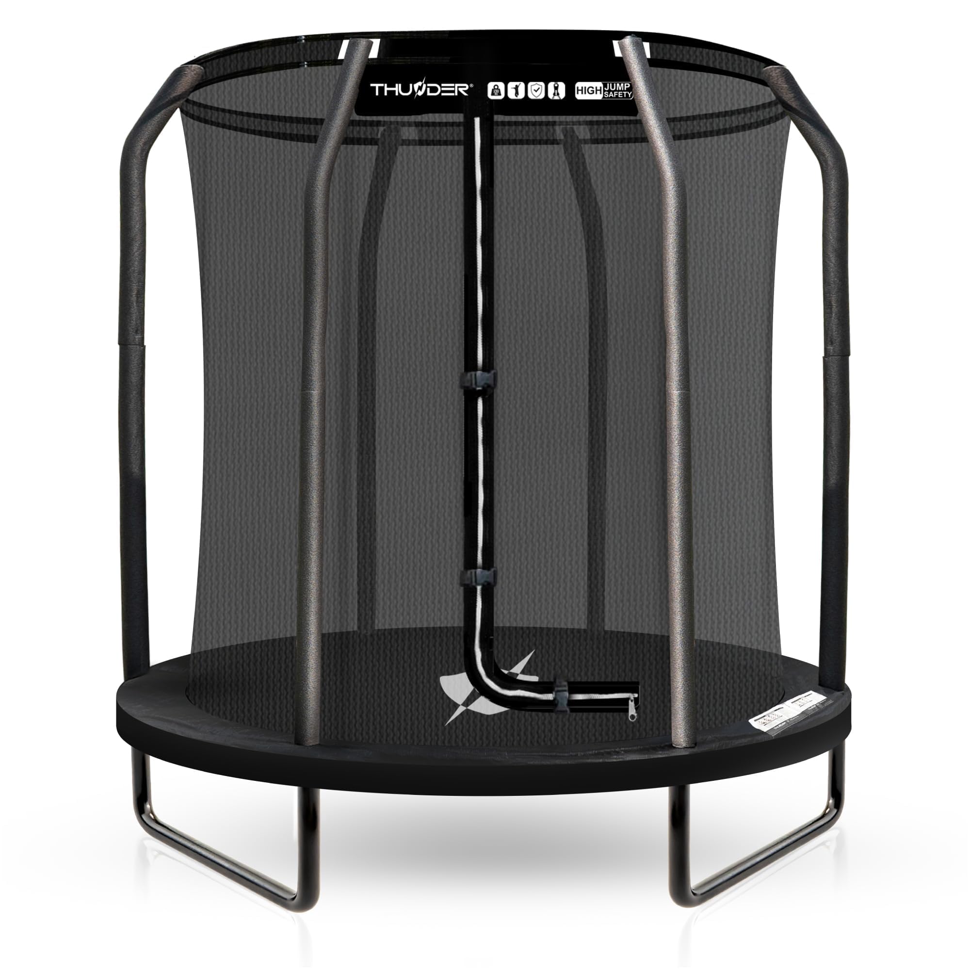 THUNDER Gartentrampolin Outdoor mit Sicherheitsnetz & Leiter – Stabil & Wetterfest für Garten & Freizeit