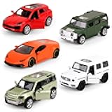 Hooqict Metal Die Cast Toy Car Set of 5, Openable Doors Pull Back Car for Kids Boys Age 3 4 5 6 7 8, Racing Car Party Favors Mini Toy Car for Pinata Stuffers, Goodie Bag Stuffers, Birthday Gifts