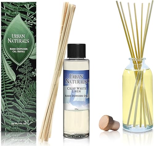 Miniatura 186 de Urban Naturals Reed Diffuser Oil Refill Ocean Mist Sea Salt with Salt Spray, Violet Leaf, Sea Grass, Driftwood 8 oz + Free Reed Sticks, Made in The
