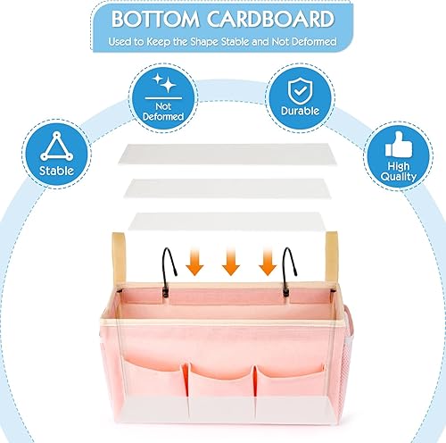 Miniatura 6 de Organizador de almacenamiento para mesita de noche, bolsa de almacenamiento colgante para cabeceros, literas, dormitorios, libros, teléfono,