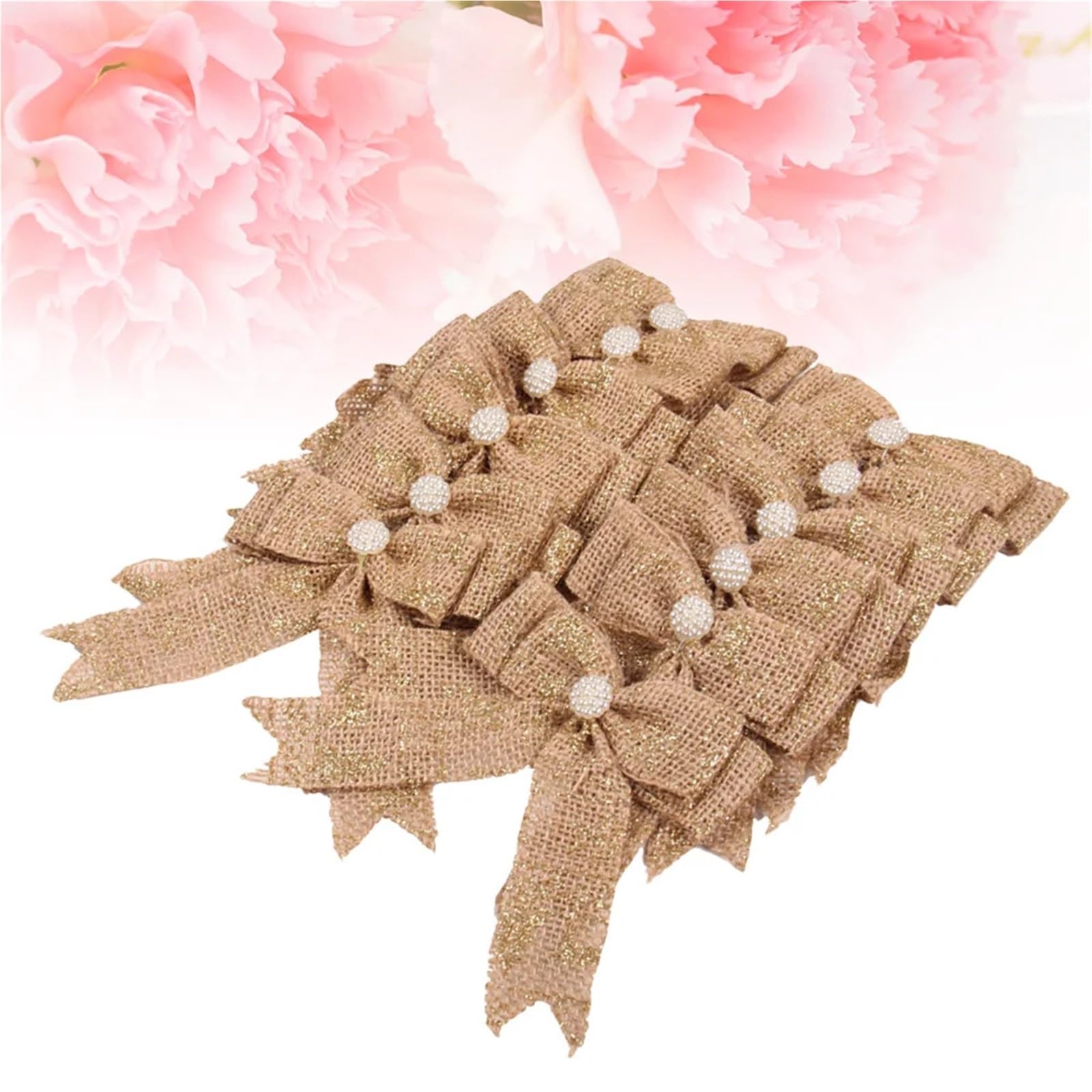 Autoschleife Hochzeit 12 Stück Sackleinenschleifen | Golden Glitter Diy Wrapping Wedding Car Decor House Party Ribbon KnotsMöbel & Wohnen