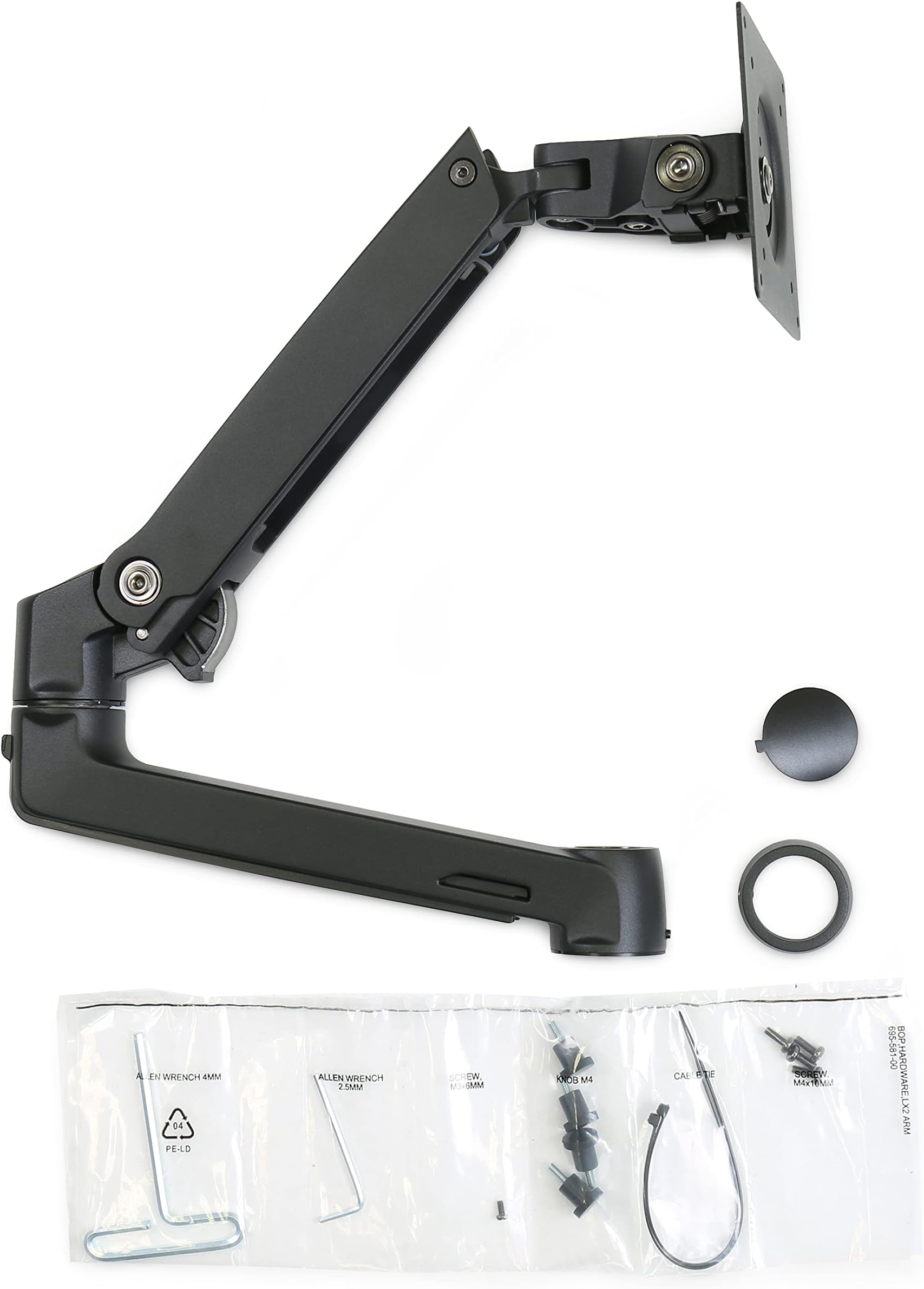 Ergotron � LX Monitor Arm, Extension, and Collar Kit � Add-on for LX Tall Pole Monitor Arms � Matte Black