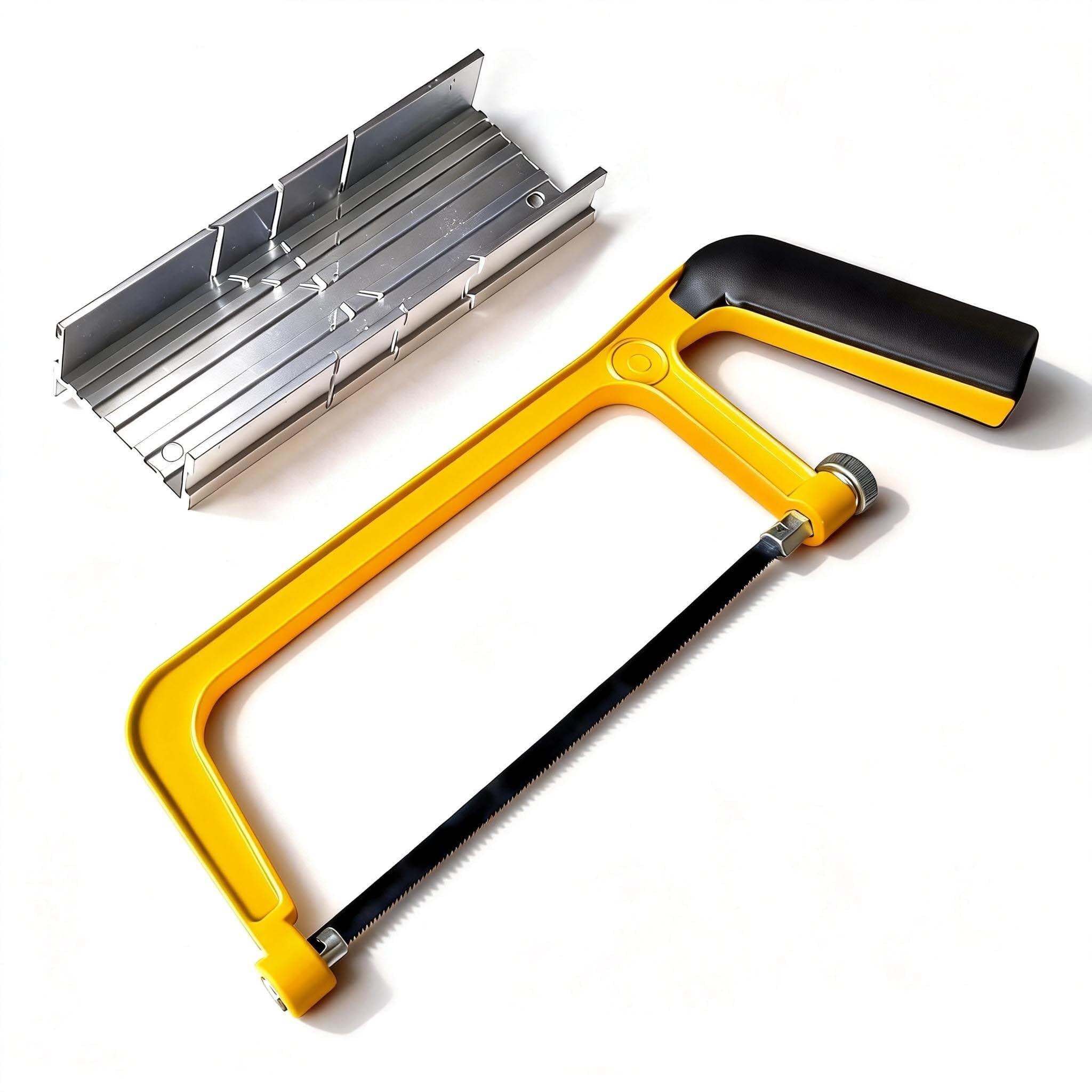 Junior 6 Inch Hacksaw Set with Miter Block - Mini Saw for Cutting Metal and Wood, Includes Hacksaw Blades, Manual Cutting Saw for Hacksaw Projects