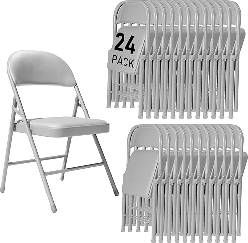 Miniatura 14 de Paquete de 6 sillas plegables blancas con cojín acolchado y respaldo para exteriores, sillas plegables comerciales apilables portátiles con marco