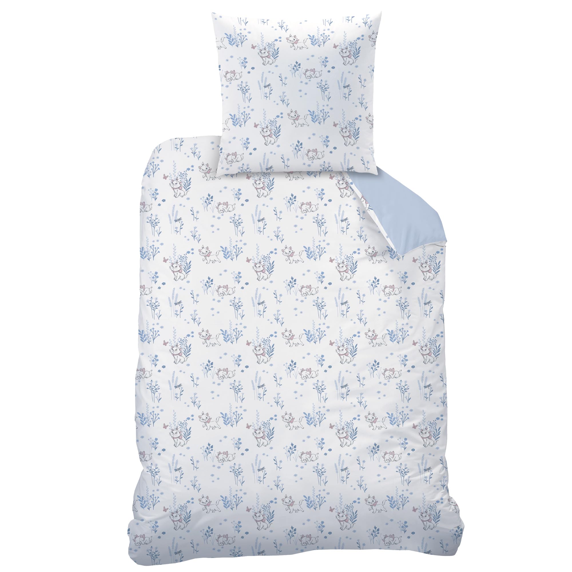 Disney Home Les ARISTOCHATS Spring - Juego de cama infantil (1 persona), 100% algodón, OEKO-TEX | Funda nórdica de 140 x 200 cm + funda de almohada de 63 x 63 cm, estampado reversible para niña, color
