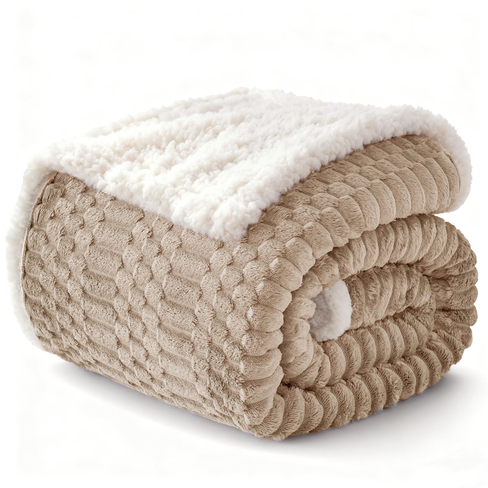 Gracelife Sherpa Throw Blanket for Couch Flannel Cozy Soft Thick Blanket Warm Twin Blanket for Bed Fleece Home Decor Gifts, Z01 - Beige, 200 * 230cm