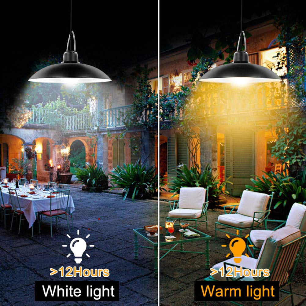 Lampada solare, 16 LED Telecomando per tettoia solare Lampada da esterno a sospensione solare per interni, Luci di sicurezza impermeabili per porta d'ingresso, Cortile,Bianca