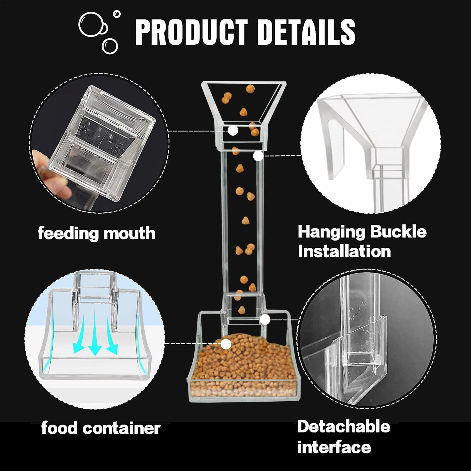 Tube D'alimentation En Acrylique Pour Crevettes - Bol Profond Pour Aquarium - Clip Pour Poissons - Plusieurs Tailles - Tube D'alimentation En Acrylique Et Plateau